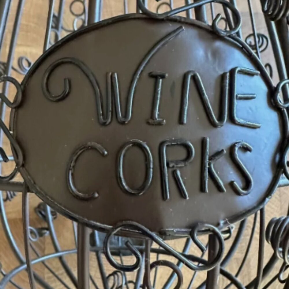 Wine Glass Cork Holder Cage - 12 inch EPIC with Glass Beads, Sculpted Metalwork - Picture 3 of 3